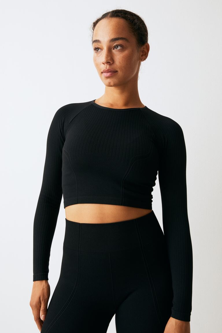 

Бесшовный укороченный спортивный топ DryMove H&M