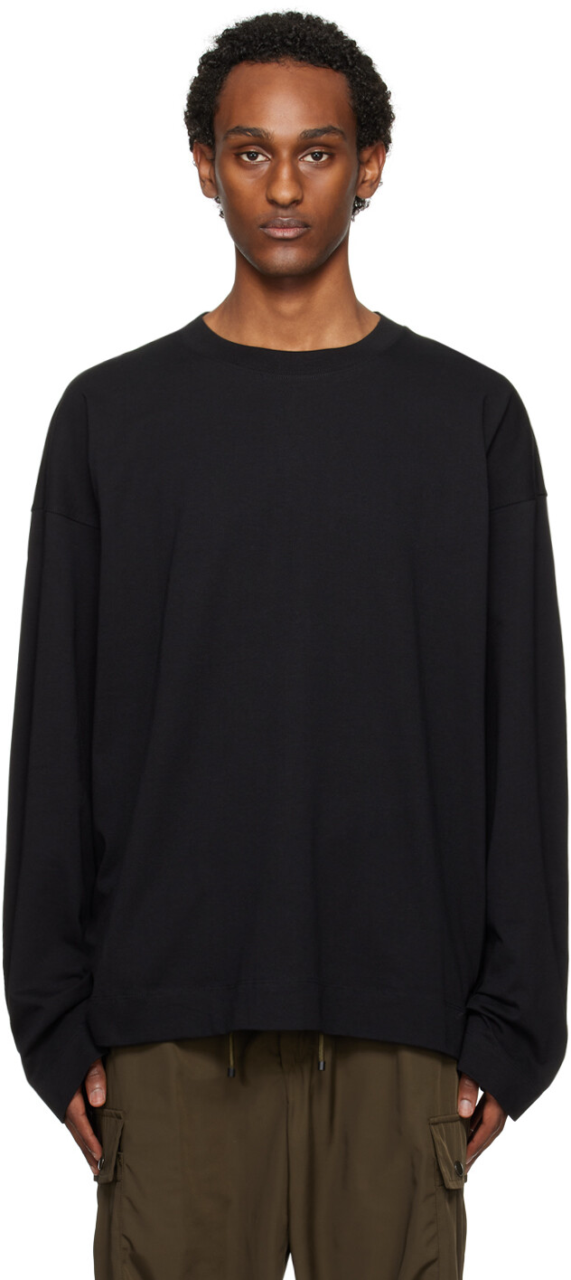 

Черная футболка свободного кроя с длинным рукавом Dries Van Noten