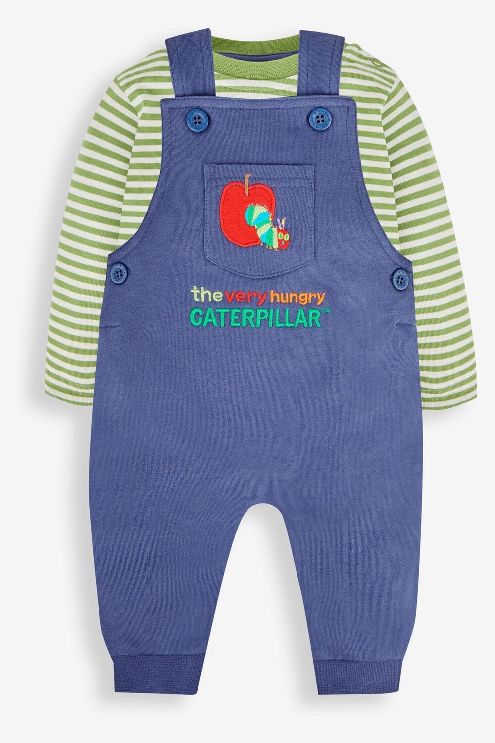 

JoJo Maman Bébé Комбинезон The Very Hungry Caterpillar и полосатый топ с аппликацией Jojo Maman Bébé, синий