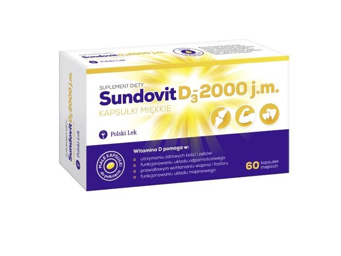 Витамин Д3 в капсулах Sundovit D3 2000 j.m. Kapsułki, 60 шт yumv s витамин d со вкусом малины 1000 ме 60 желейных мишек