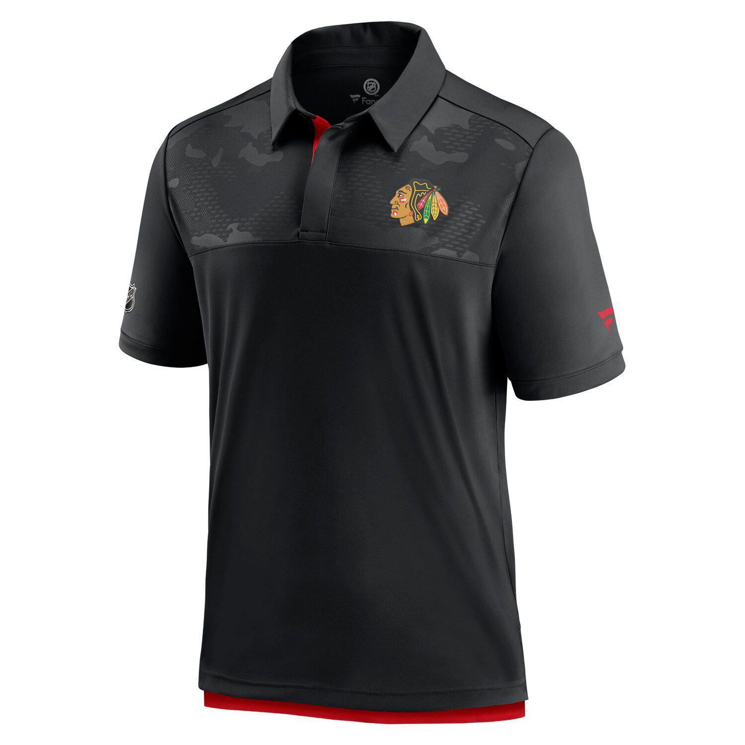 

Мужская футболка Fanatics черного цвета с логотипом Chicago Blackhawks Authentic Pro в раздевалке Team Polo, Черный