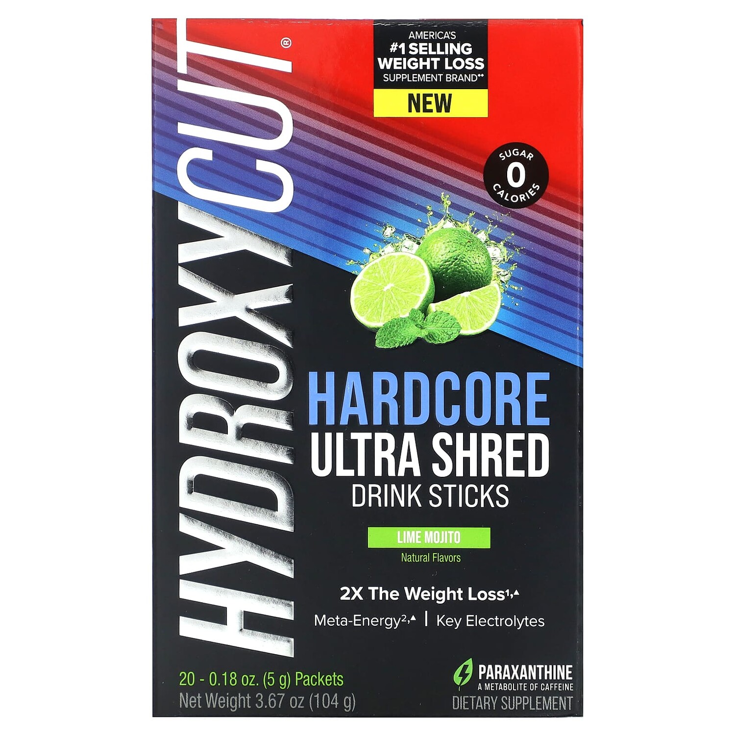 

Hardcore Ultra Shred, напиток в стиках, мохито с лаймом, 20 стиков по 5 г (0,18 унции), Hydroxycut