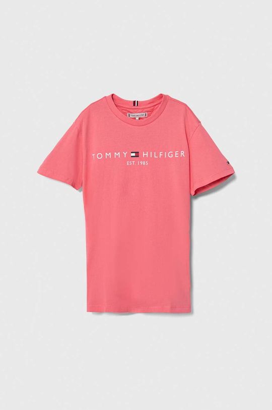 Хлопковая футболка для детей Tommy Hilfiger, розовый