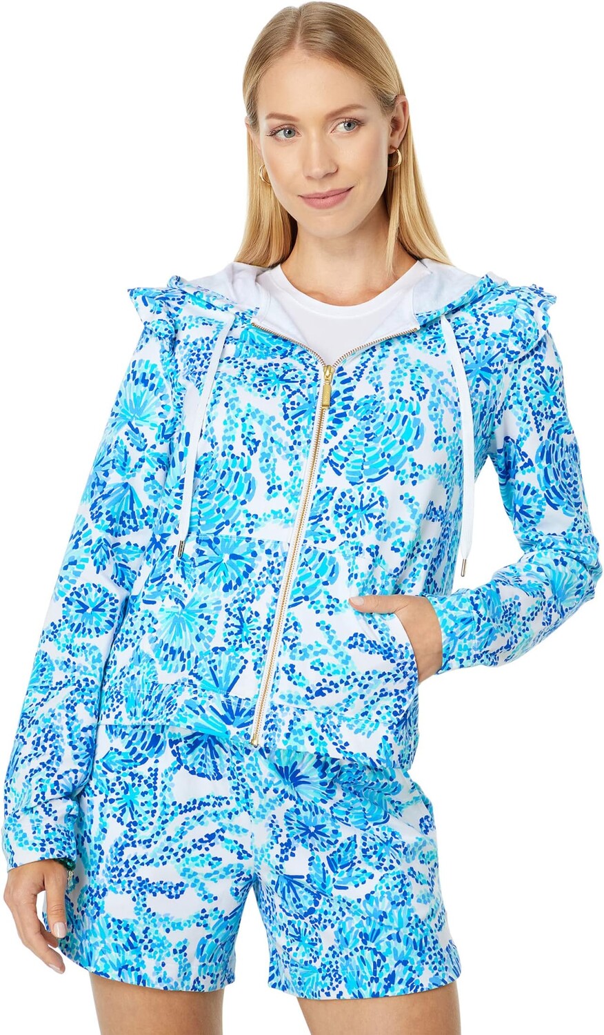 

Куртка Audrey Zip-Up Lilly Pulitzer, цвет Turquoise Oasis Shell Me You Love Me