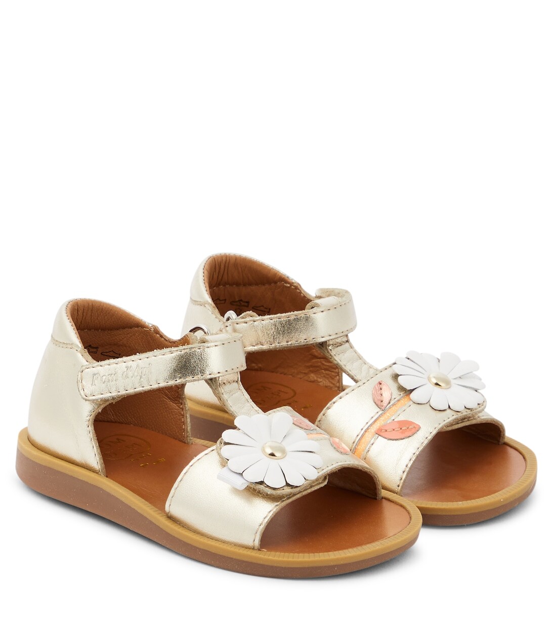 

Сандалии Poppy Daisy из металлизированной кожи Pom d'Api, золотой