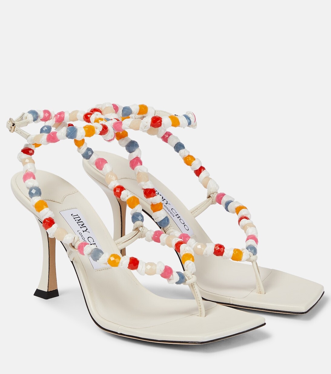 

Декорированные кожаные сандалии Amiral 90 Jimmy Choo, бежевый