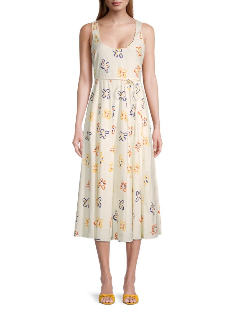 

Платье миди из смесового льна Flame Fleur Rebecca Taylor, цвет Floral