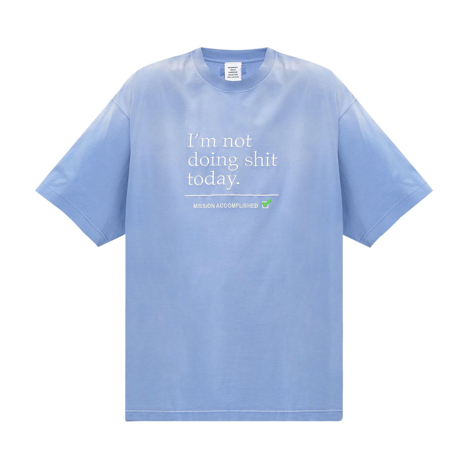 

Футболка Vetements Not Doing Shit Today Washed Blue