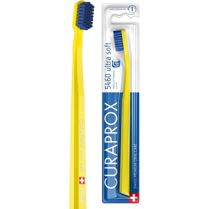 Ультрамягкая зубная щетка Curaprox CS 5460 для взрослых с ультрамягкой щетиной CUREN 5460 желто-синего цвета