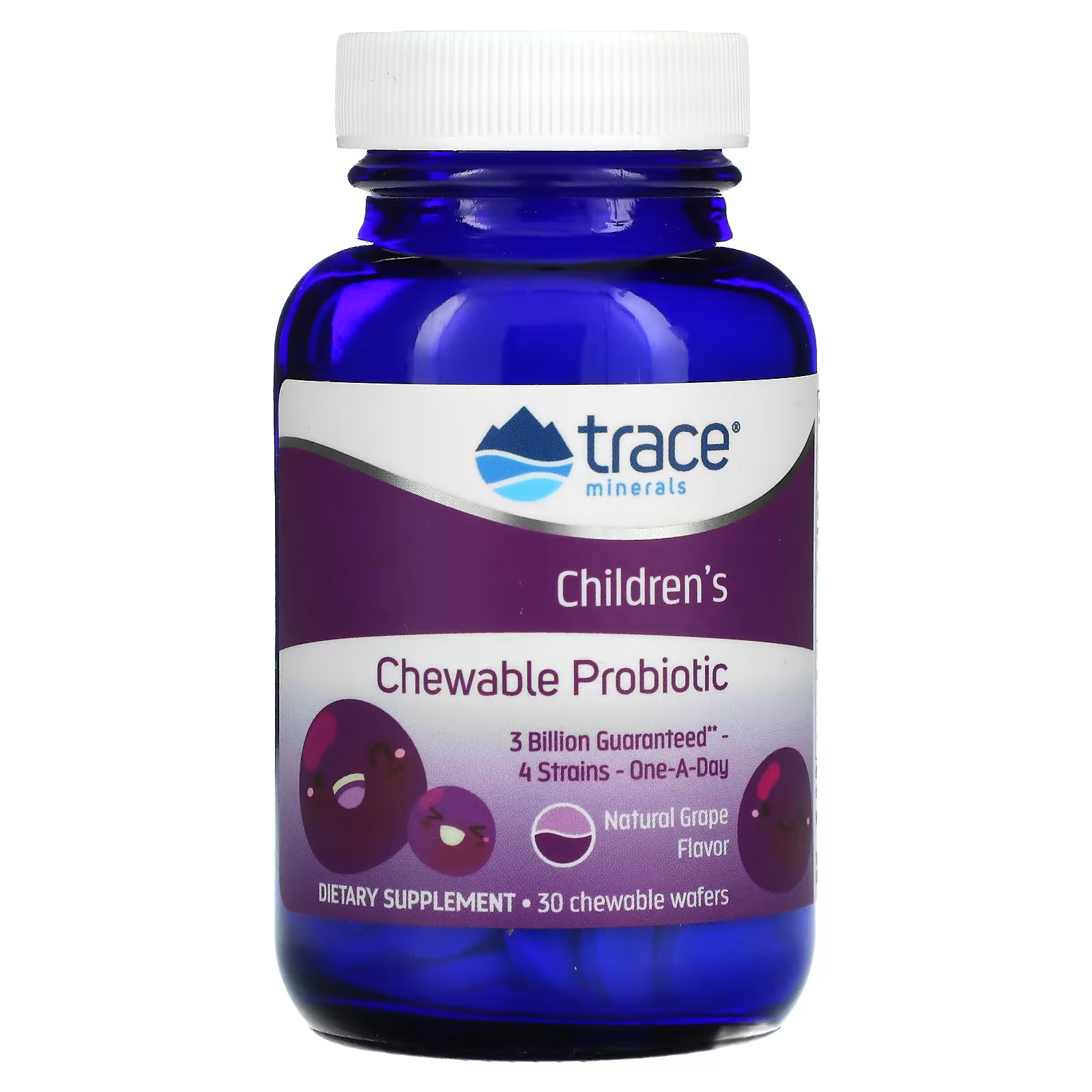 Пробиотик детский Trace Minerals Concord Grape, 30 жевательных таблеток olly детский мультивитамин и пробиотик ягодный пунш 70 жевательных таблеток