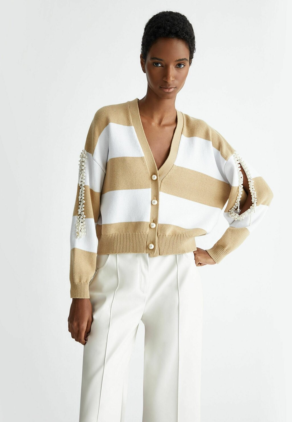 

Кардиган Striped With Beads LIU JO, цвет camel
