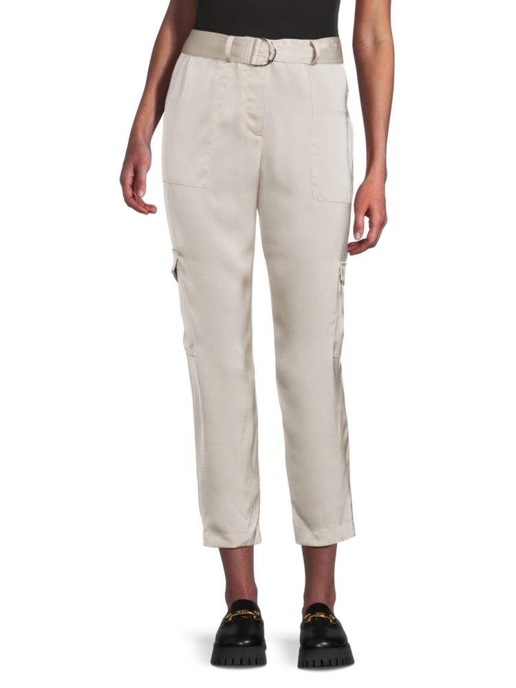 Атласные брюки-карго с поясом Calvin Klein, цвет Stony Beige кроссовки calvin klein lace up white stony beige