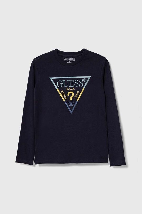 

Детская хлопковая рубашка с длинным рукавом Guess, темно-синий