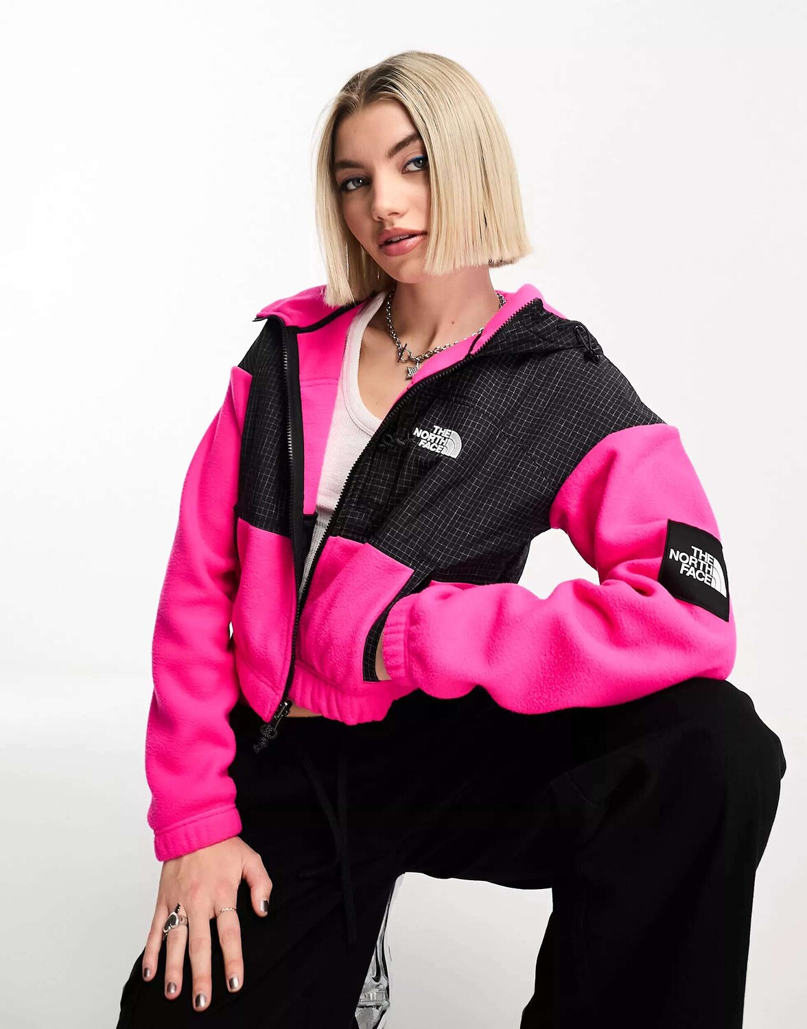 

Розовая и черная толстовка на молнии из микрофлиса The North Face NSE Convin, Черный