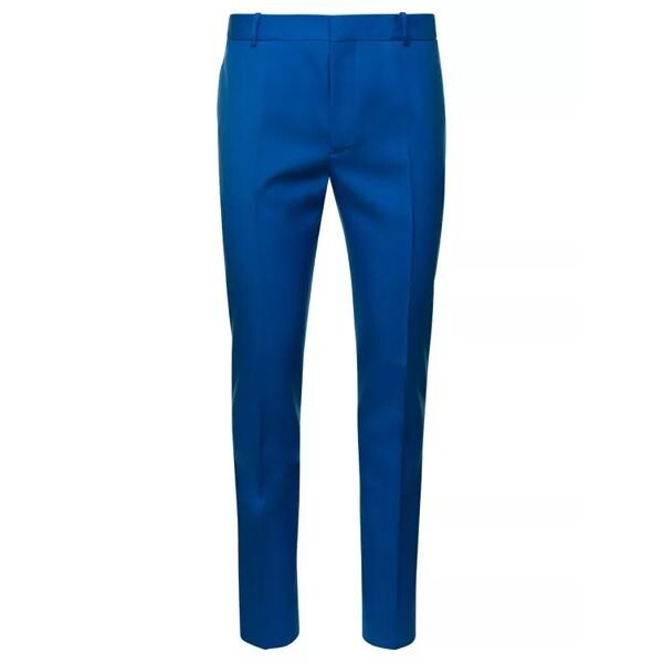 

Брюки slim pants with welt pockets in wool Alexander Mcqueen, синий