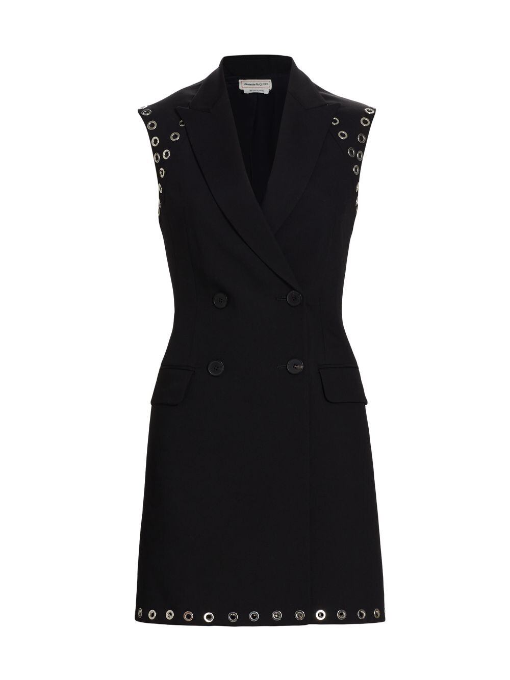 

Шерстяное мини-платье без рукавов от Sartorial Alexander McQueen, черный