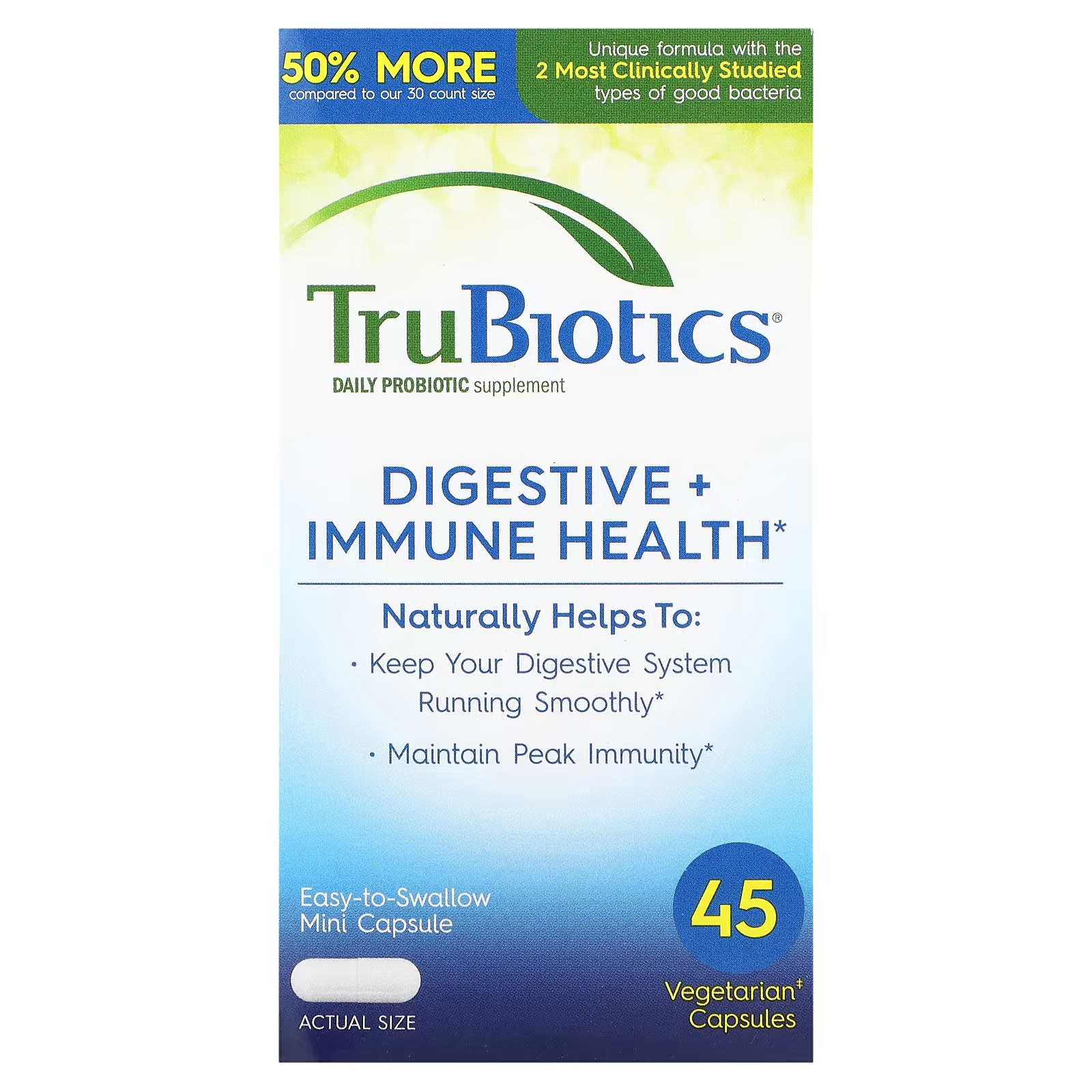 Пищевая добавка TruBiotics Digestive + Immune Health, 45 вегетарианских капсул trubiotics здоровье пищеварительной системы и иммунитета 45 вегетарианских капсул