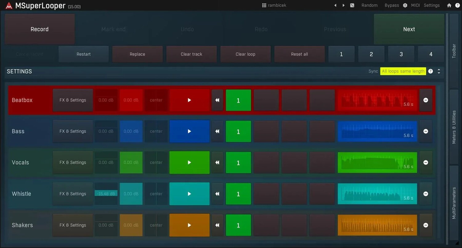 

Плагин многодорожечного зацикливания MeldaProduction MSuperLooper