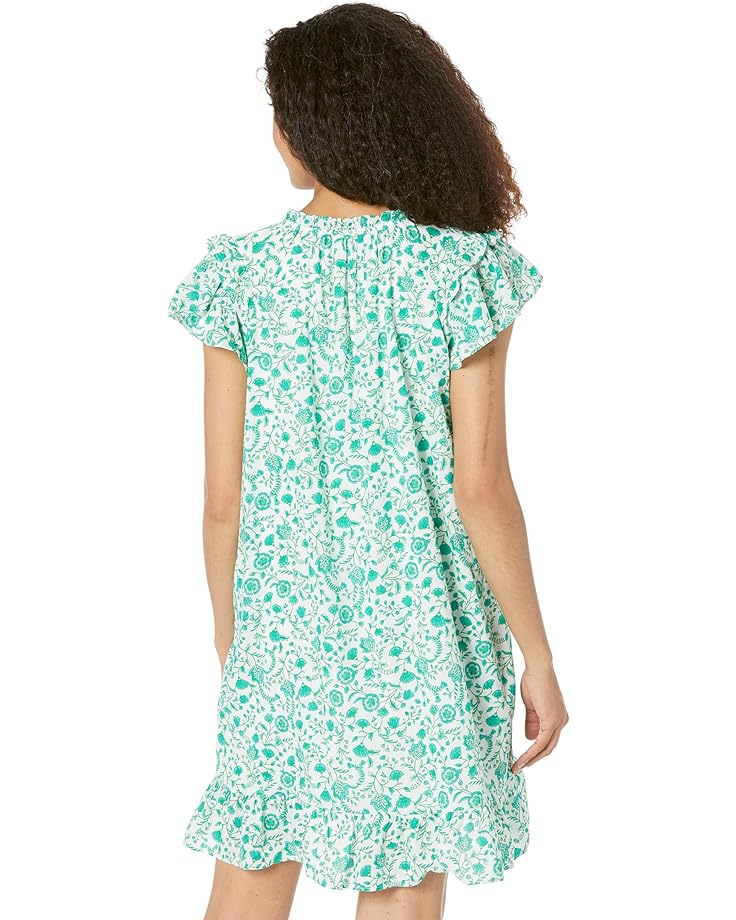 

Платье Draper James Tie Waist Flutter Sleeve Dress in Woodblock Floral, цвет Green Multi