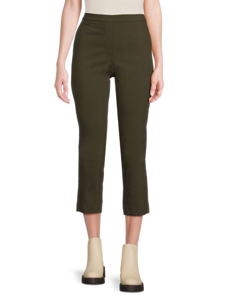 

Укороченные брюки Treeca из эластичного льна Theory, цвет Dark Olive