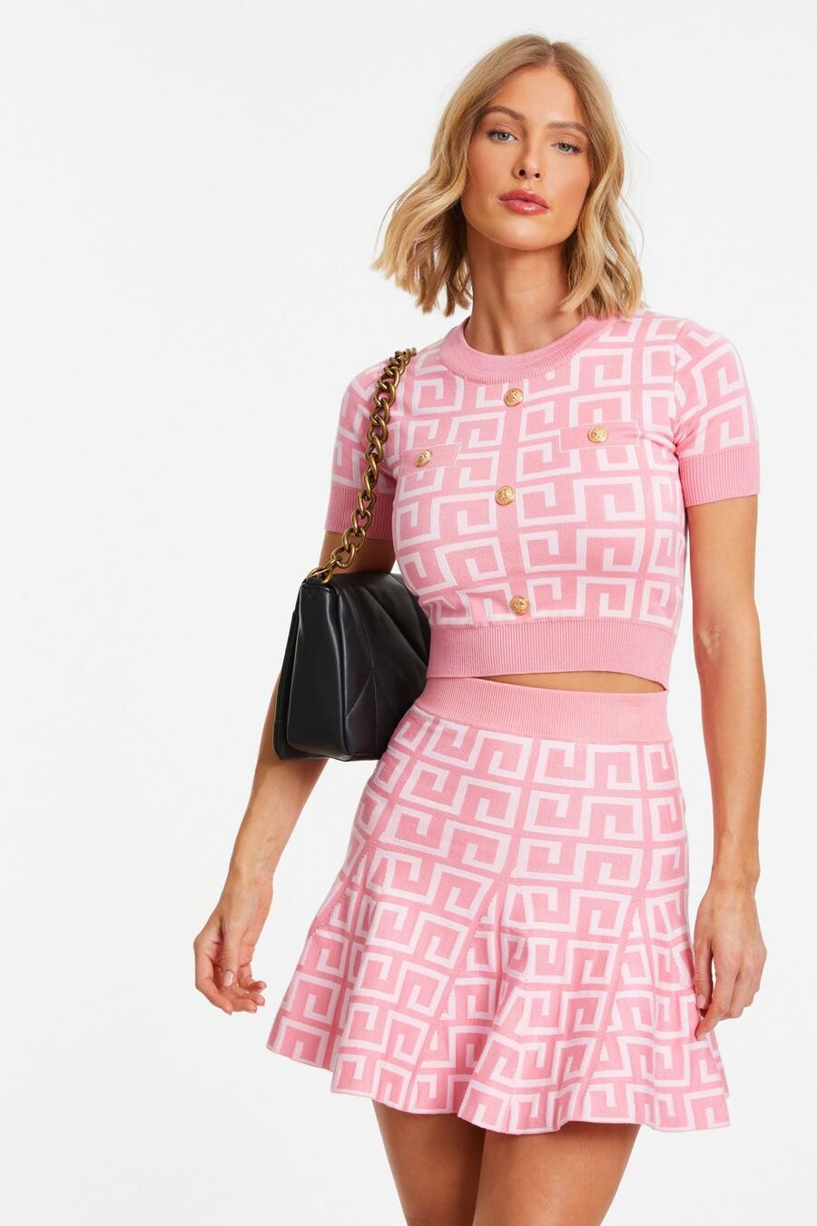 

Розовый геометрический трикотажный топ QUIZ Clothing
