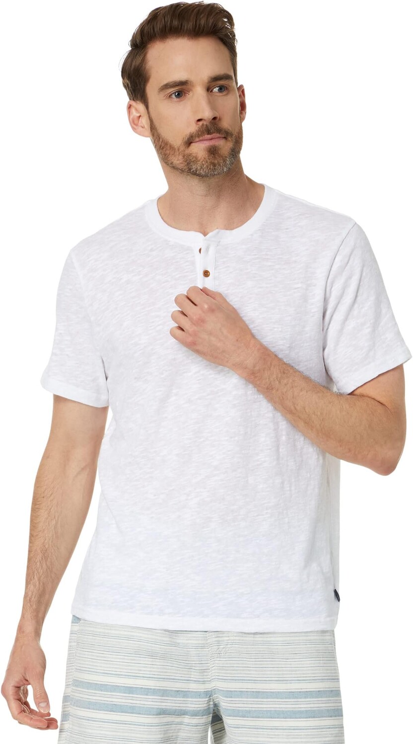 

Льняная футболка Henley с короткими рукавами Lucky Brand, ярко-белый
