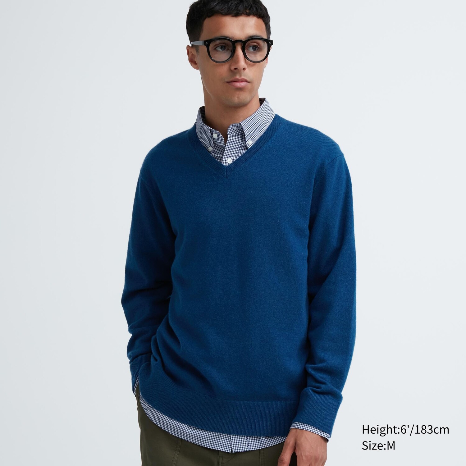 

Джемпер из 100% кашемира с V-образным вырезом Uniqlo, синий