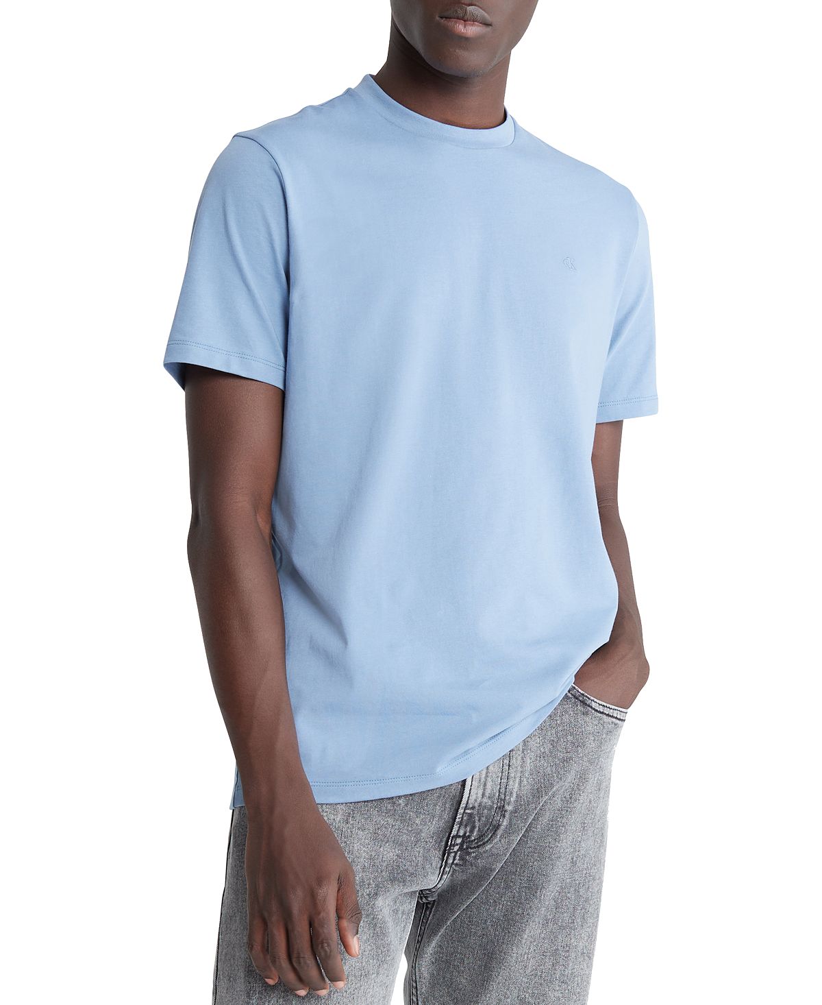 Мужская однотонная футболка из гладкого хлопка с круглым вырезом Calvin Klein
