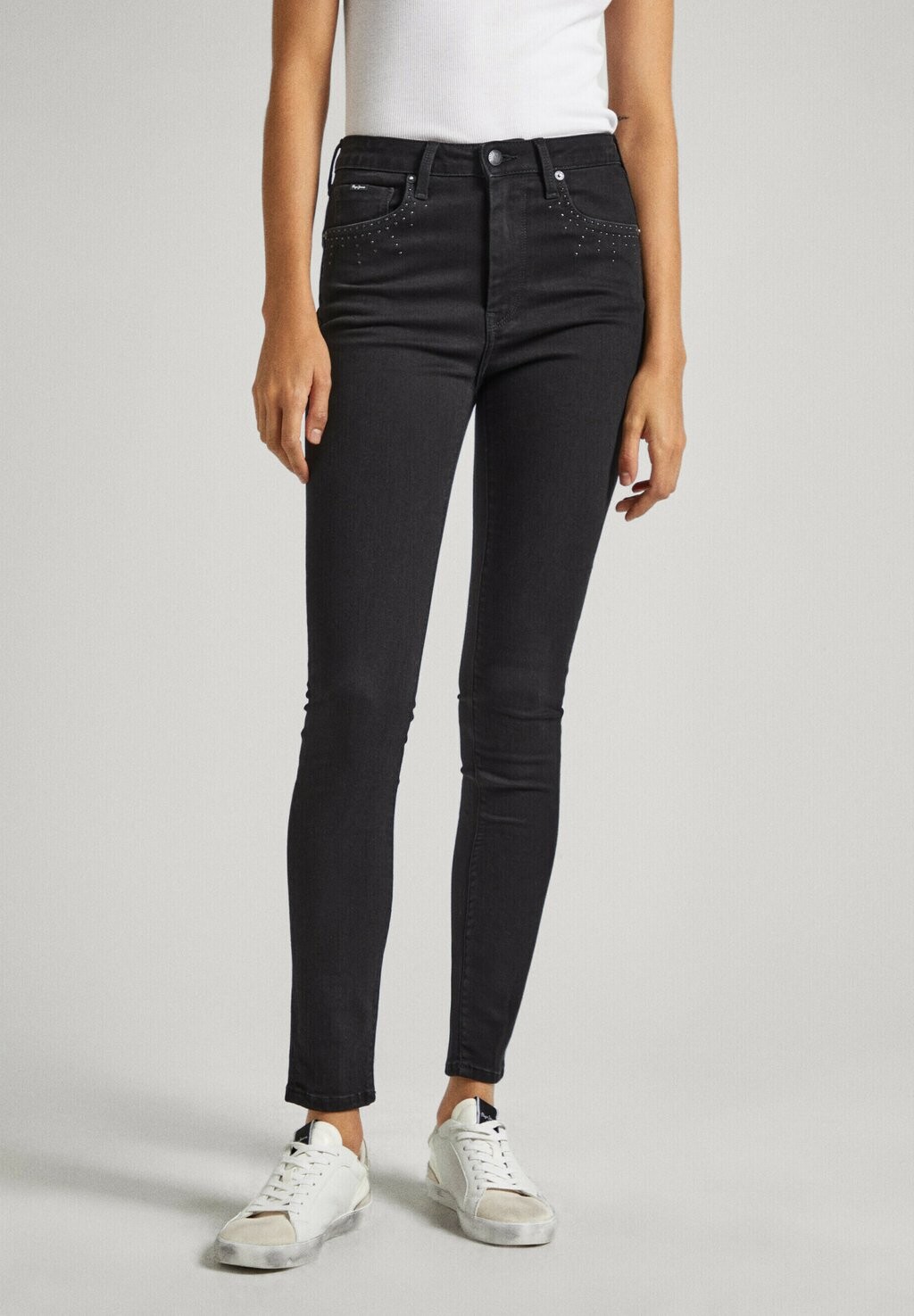 

Джинсы скинни HW SPARKLE Pepe Jeans, черный деним