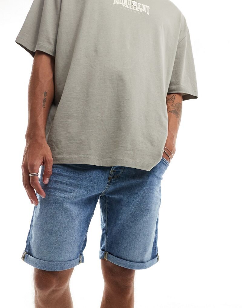 Синие джинсовые шорты Jack & Jones средней длины