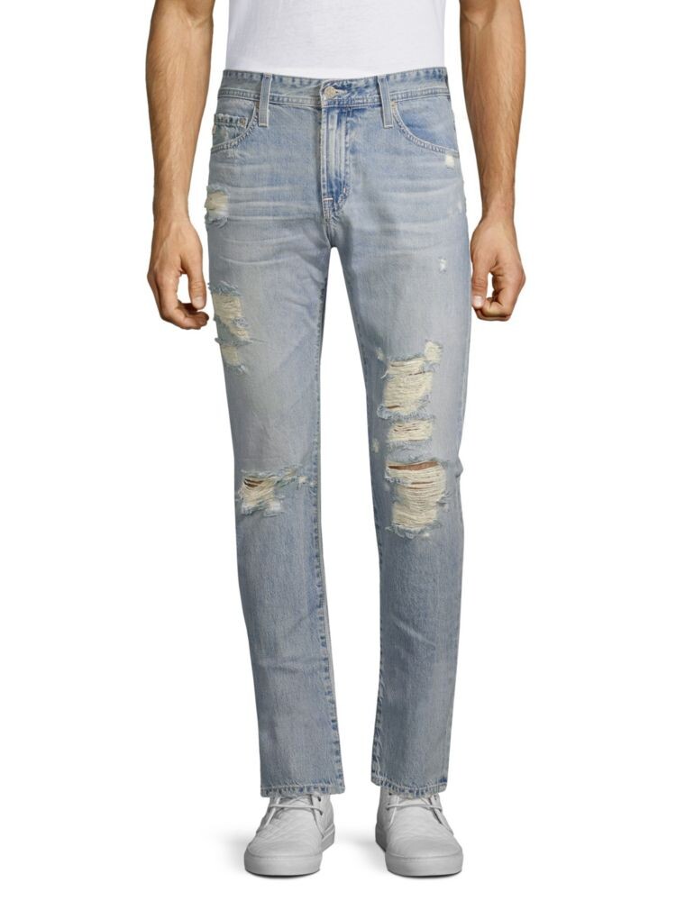 

Джинсы узкого кроя с потертостями Tellis Ag Jeans, цвет Light Blue