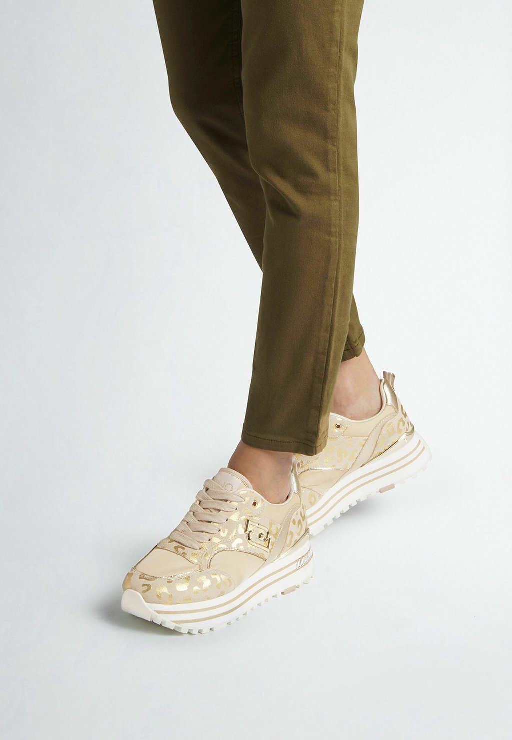 Низкие кроссовки With Animal-Print LIU JO, цвет gold colour кроссовки низкие liu jo brighty mesh platform sneakers цвет silver colour