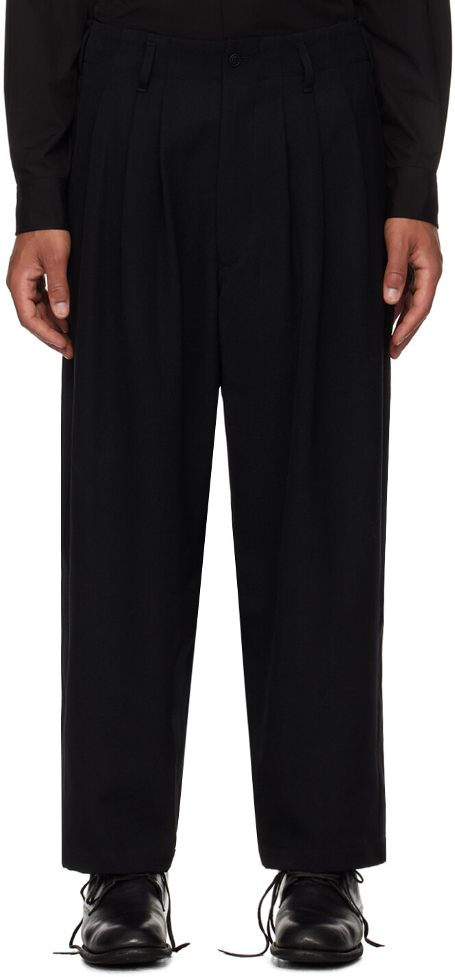 

Черные брюки со складками Yohji Yamamoto, Черный