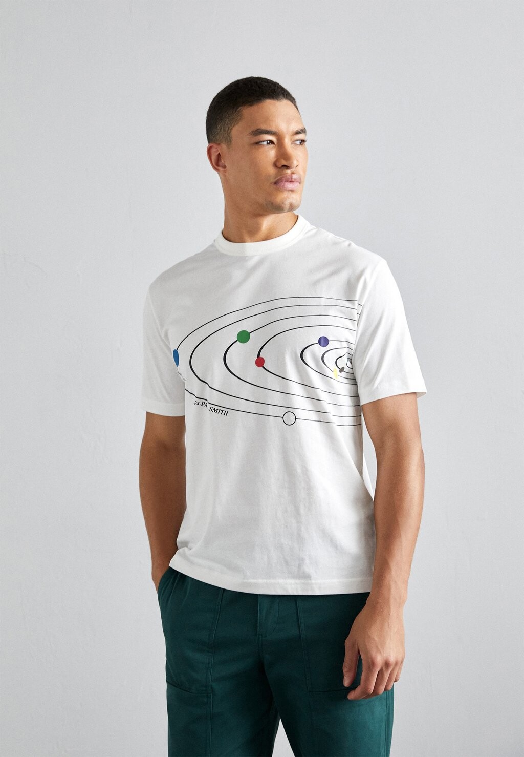 

Футболка с принтом SOLAR SYSTEM PS Paul Smith, кремовый белый