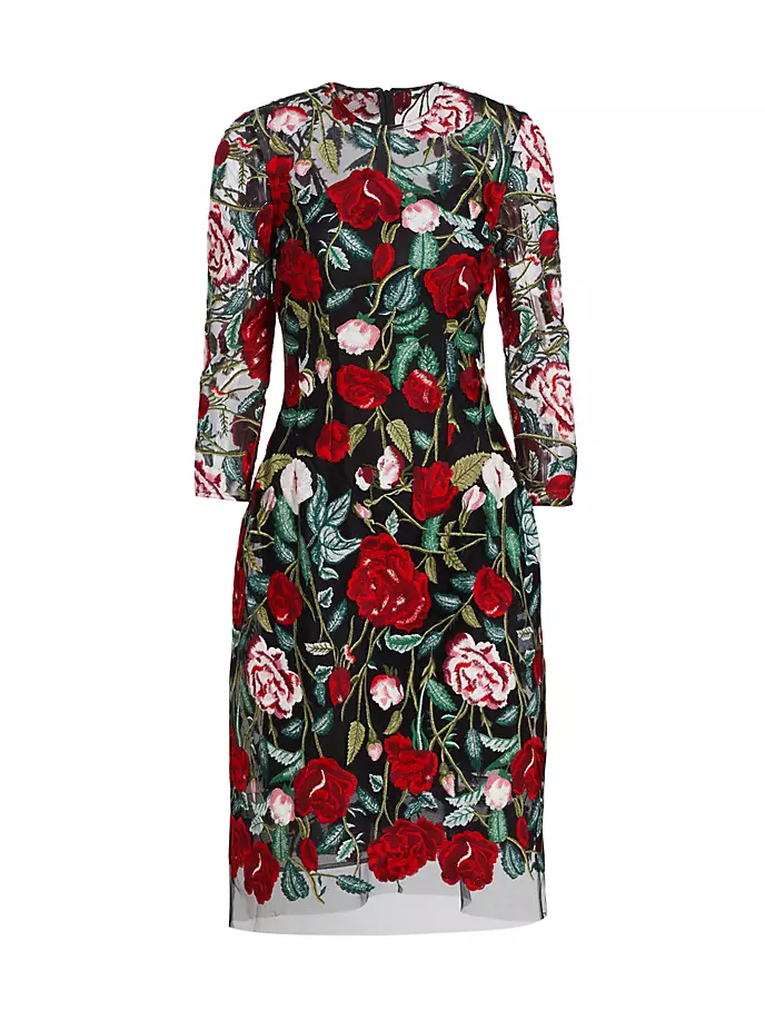 цена Платье миди с цветочной вышивкой Teri Jon By Rickie Freeman, черный
