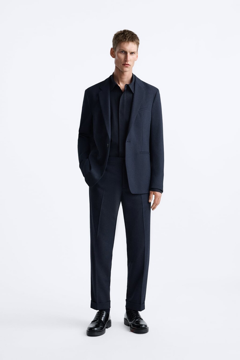 

Фактурные костюмные брюки ZARA, темно-синий