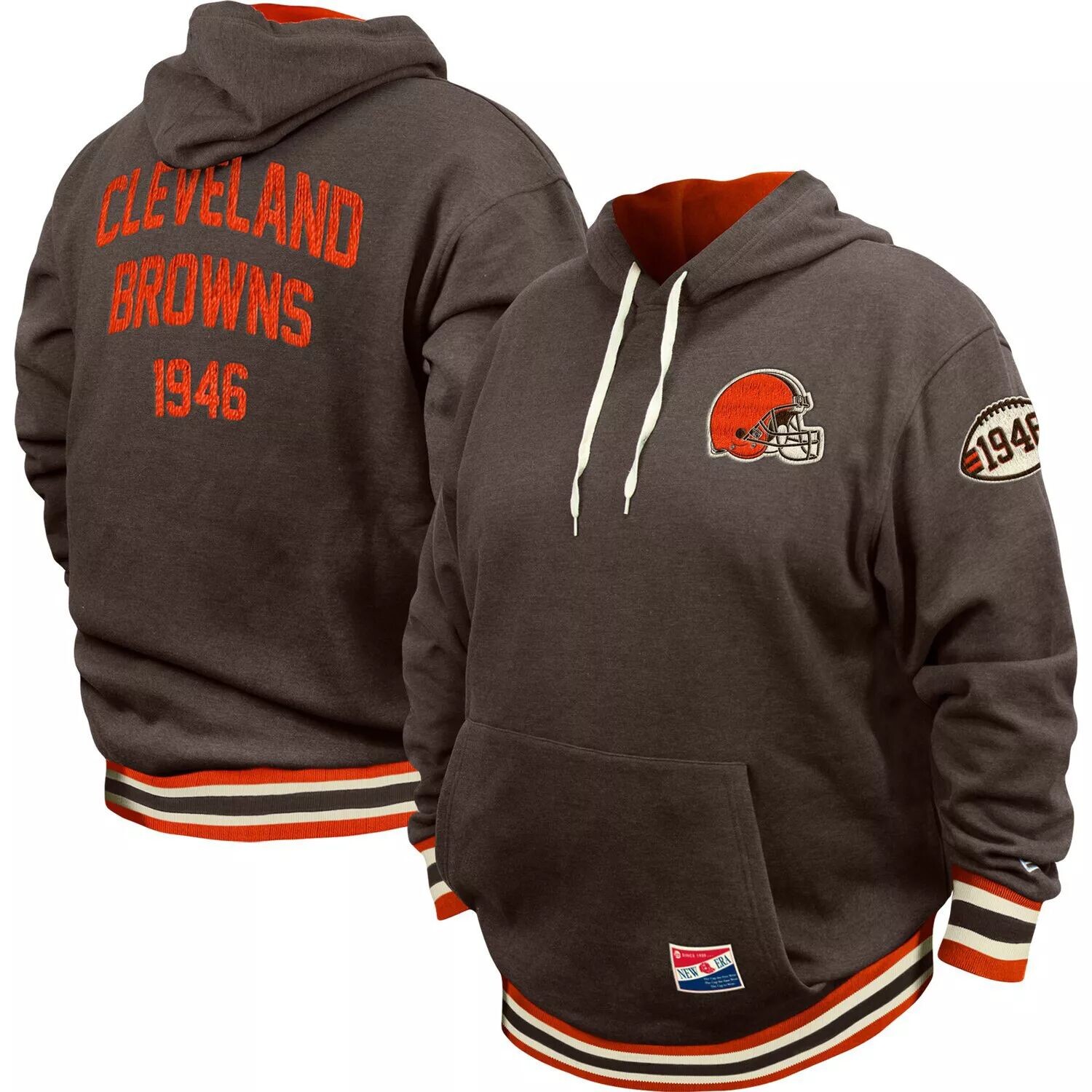 

Мужской коричневый пуловер с капюшоном Cleveland Browns Big & Tall НФЛ New Era