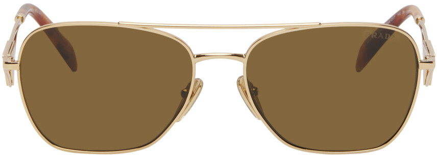 

Золотые солнцезащитные очки с треугольным логотипом Prada Eyewear, цвет Gold