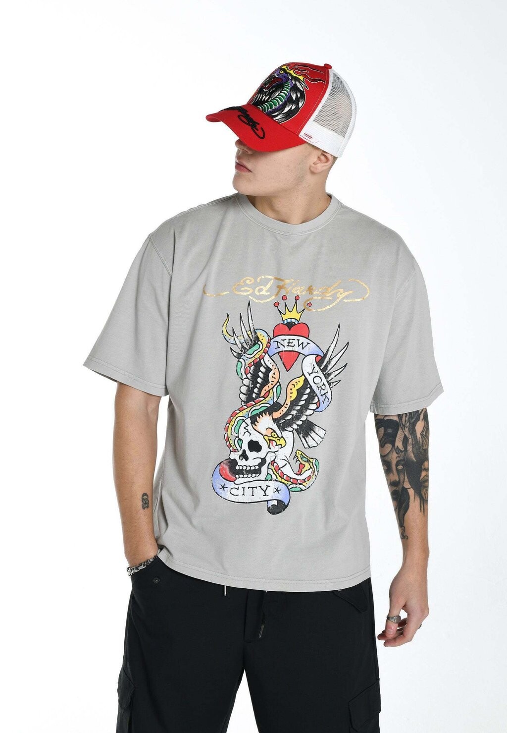 

Футболка с принтом New York City Ed Hardy, цвет washed grey