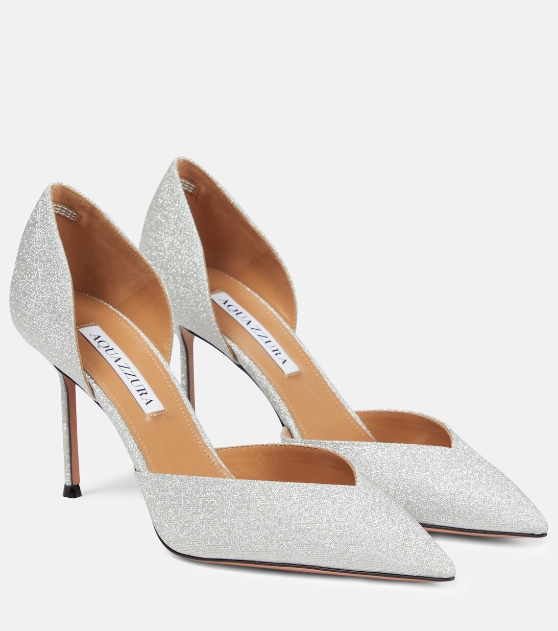 

Туфли-лодочки Uptown 85 с блестками Aquazzura, серебряный