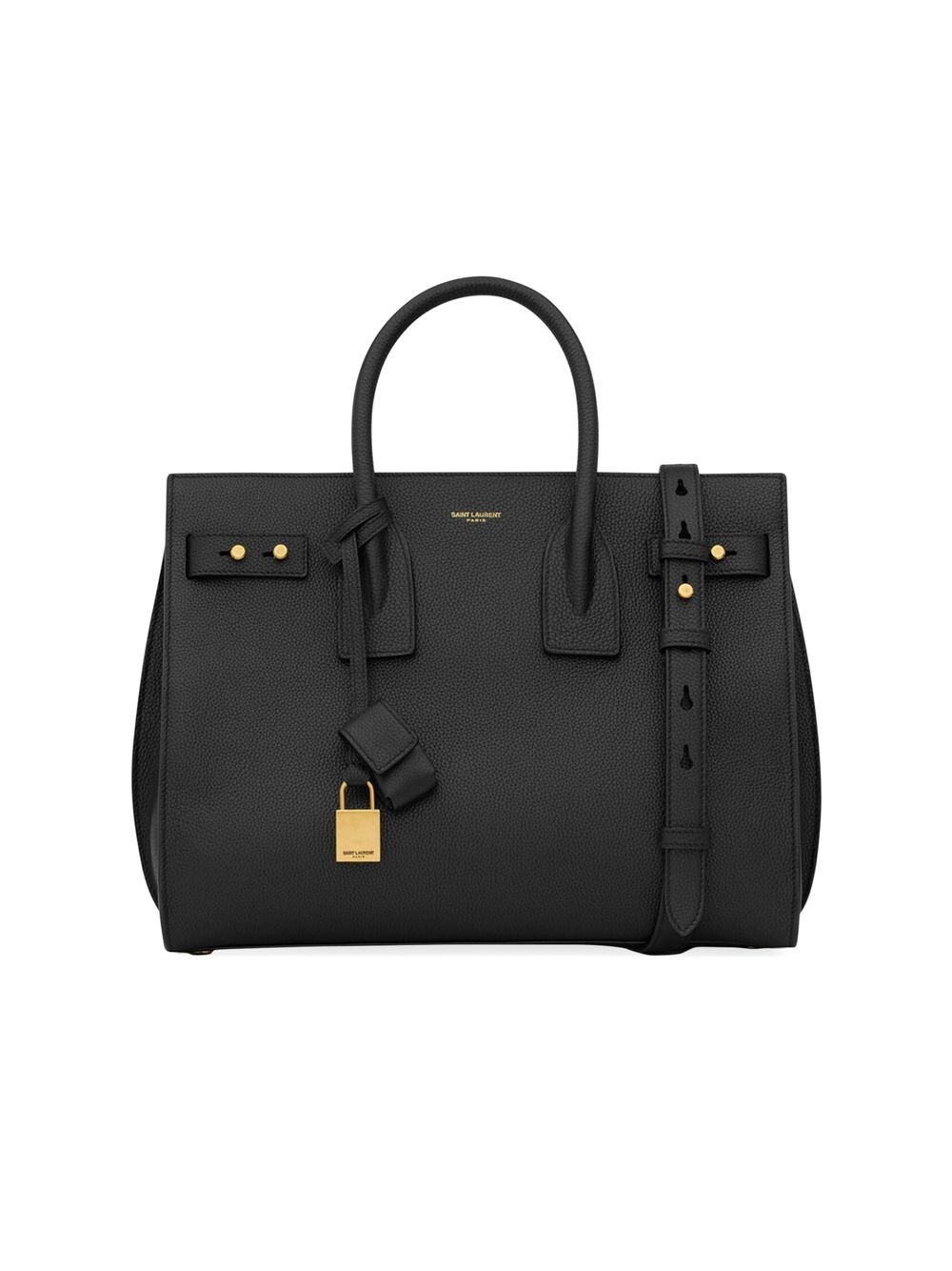 

Маленькая сумка Sac De Jour Supple с верхней ручкой из зерненой кожи Saint Laurent, черный