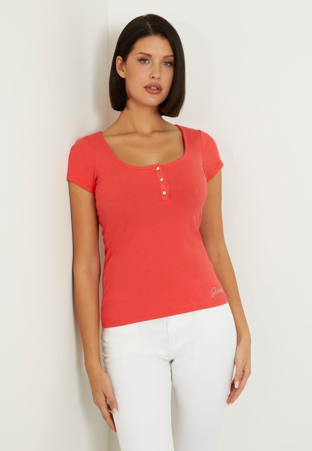 

Базовая футболка Ss Karlee Jewel Btn Guess, оранжевый