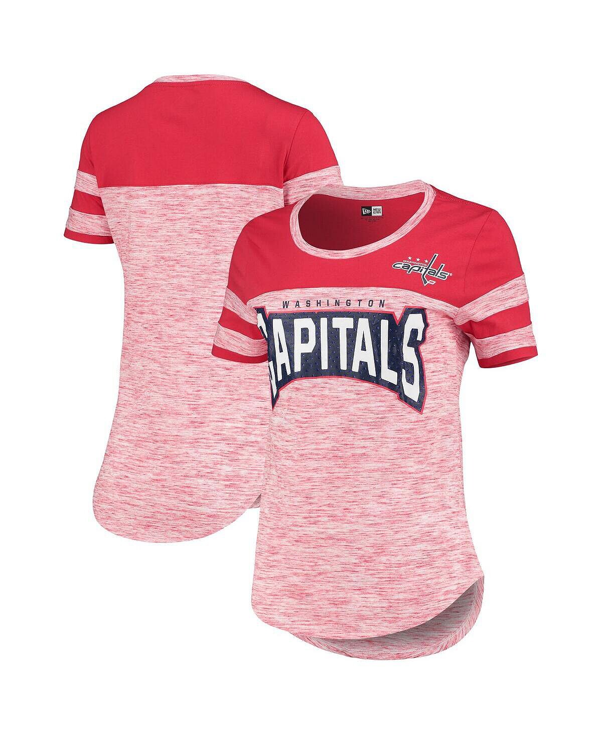 

Женская красная футболка New Era Washington Capitals в полоску с космическими красителями 5th & Ocean, красный