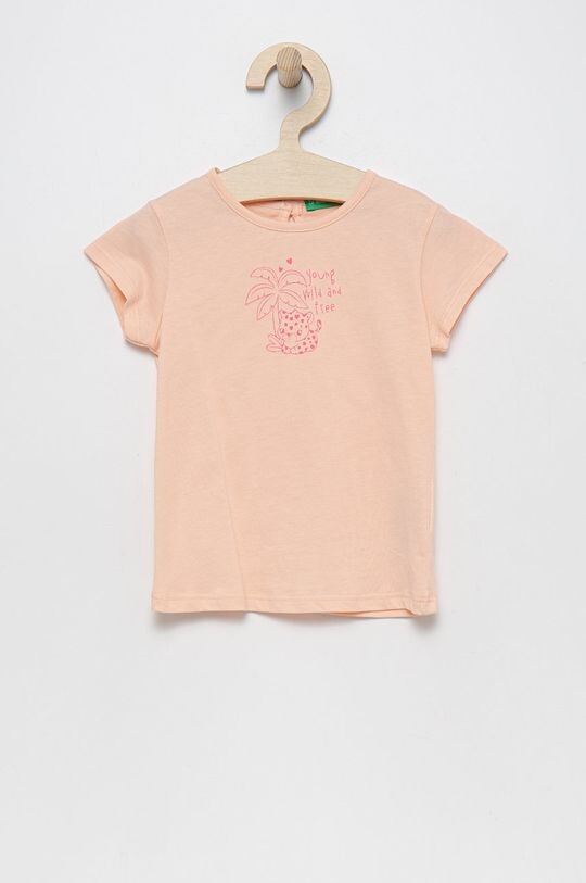 

Детская хлопковая футболка United Colors of Benetton, розовый