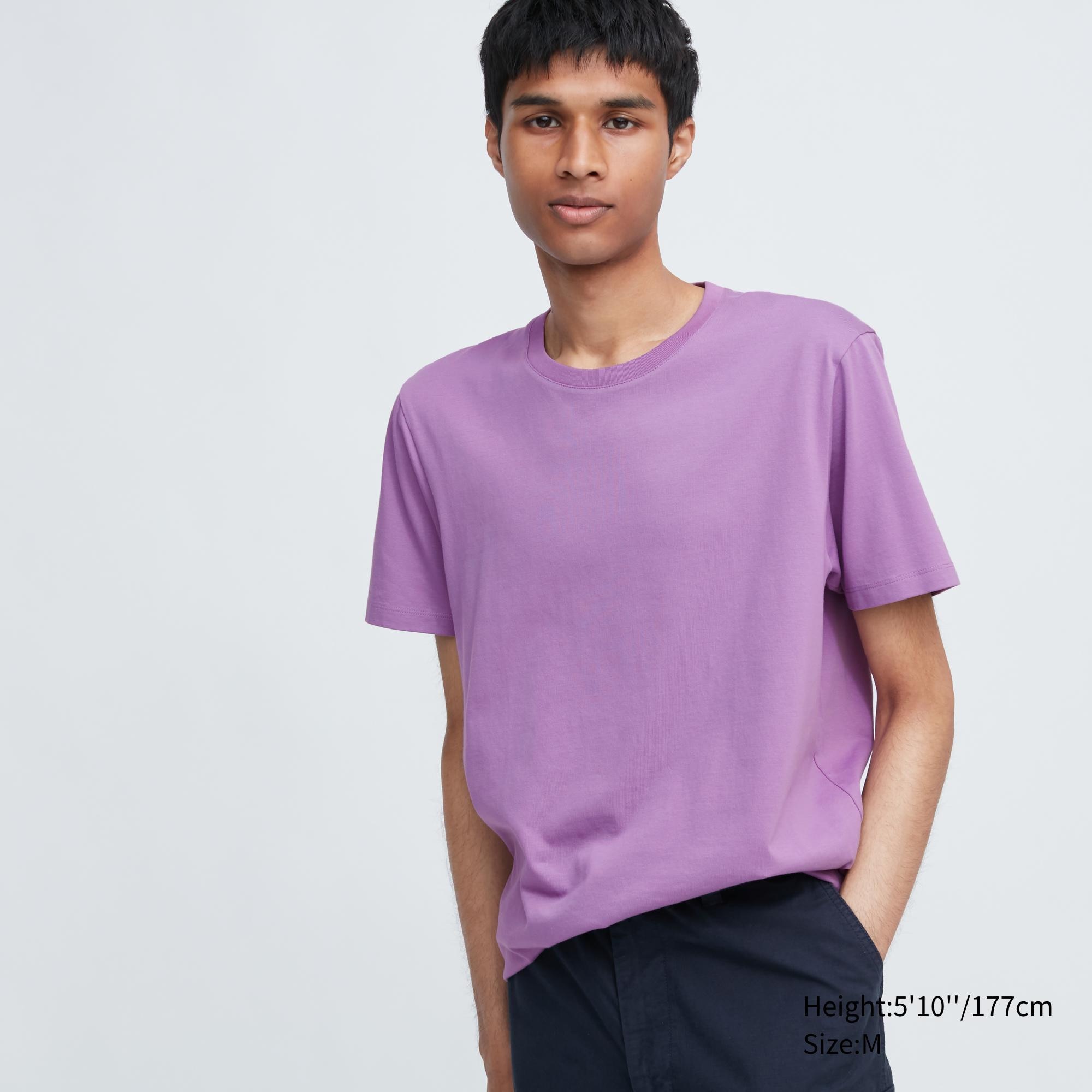 Футболка Uniqlo Supima 100%, фиолетовый футболка uniqlo 100% supima cotton v neck черный
