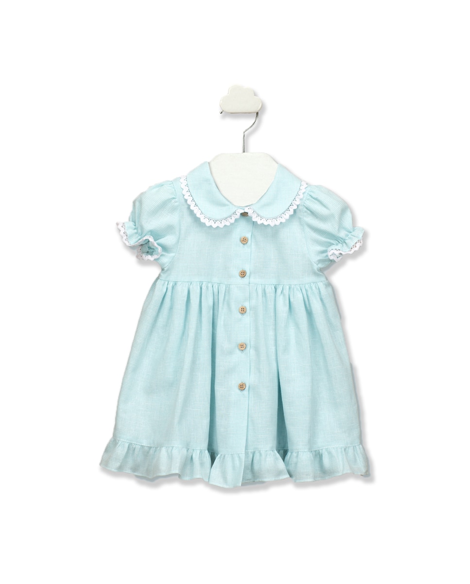цена Платье для девочки с детским воротником из мягкой клетчатой ​​ткани BABIDÚ, светло-синий