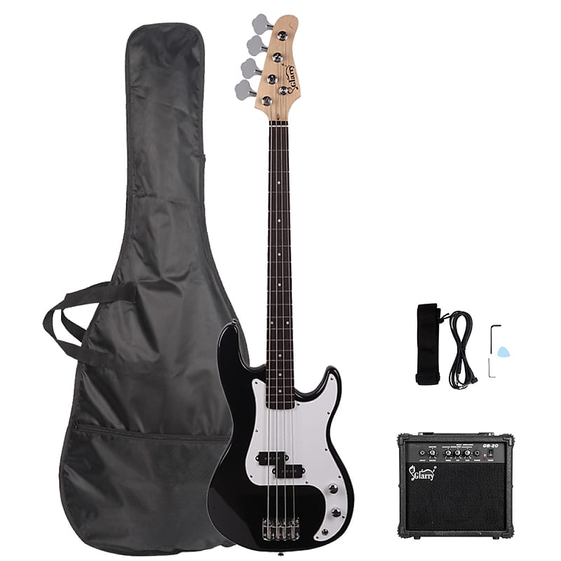 цена Басс гитара Glarry Black GP Electric Bass Guitar + 20W Amplifier