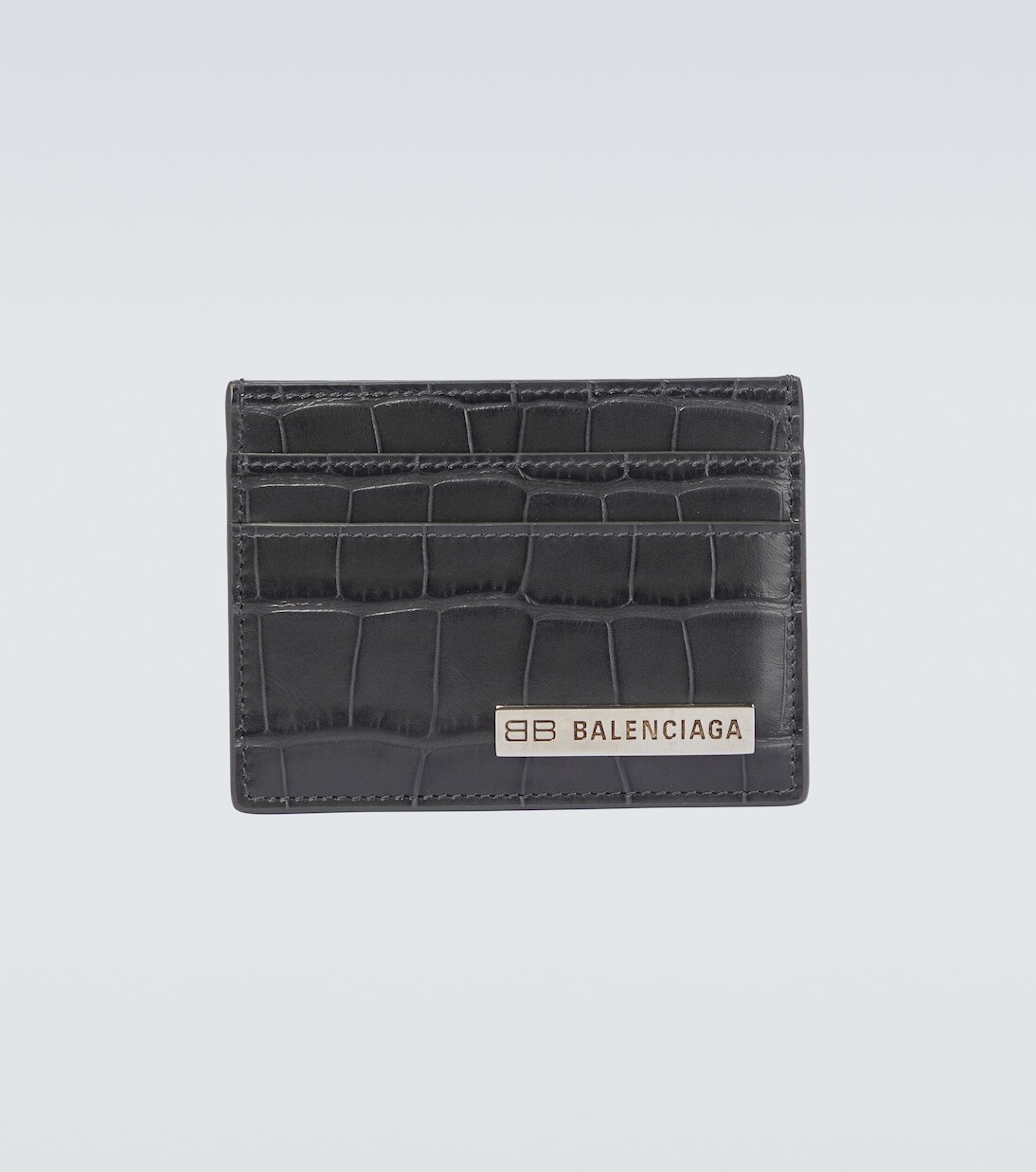 

Пластинчатый кожаный картхолдер Balenciaga, серый