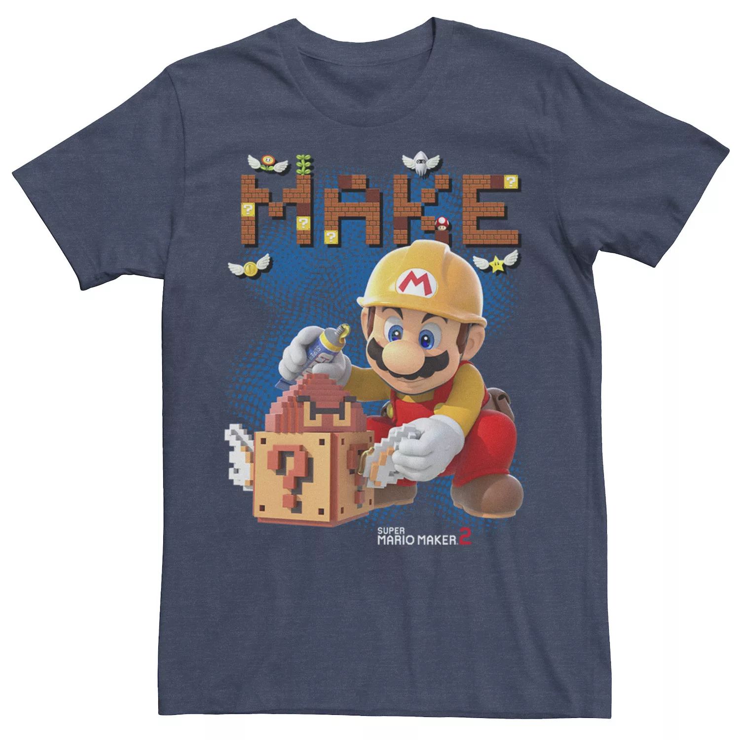Мужская футболка Super Mario Maker 2 Block Licensed Character super mario maker 2 switch английский язык