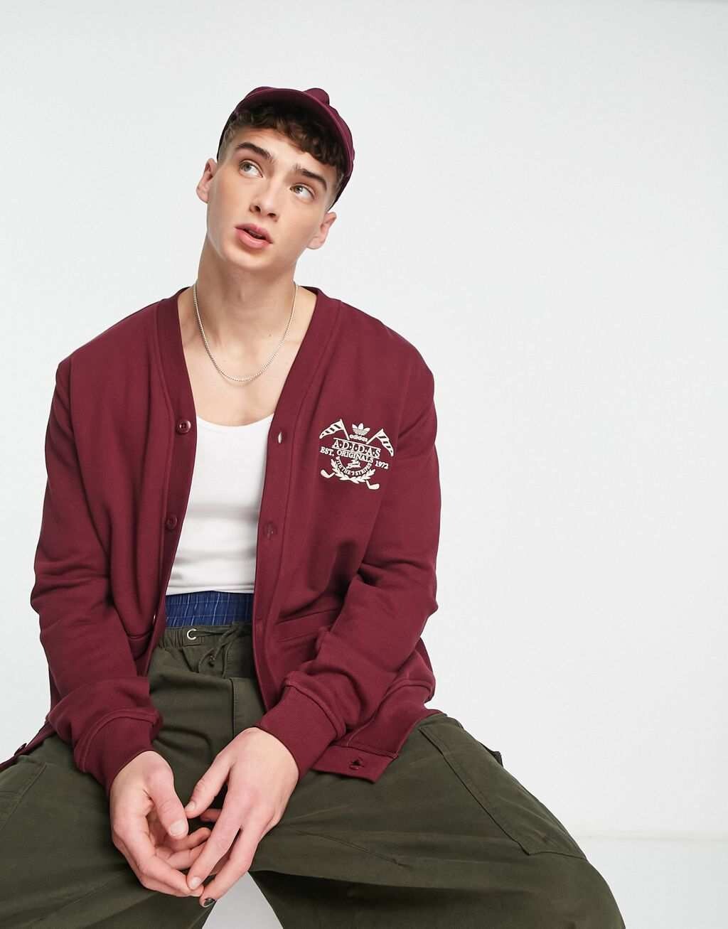 

Бордовый кардиган с логотипом adidas Originals Collegiate, Красный
